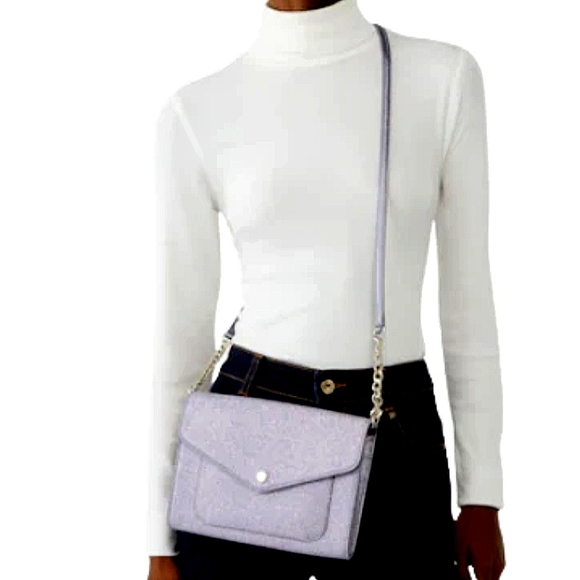 KATE SPADE Tinsel Flap Glitter Crossbody Purse in Lilac Frost ~ NWT - Picture 1 of 13